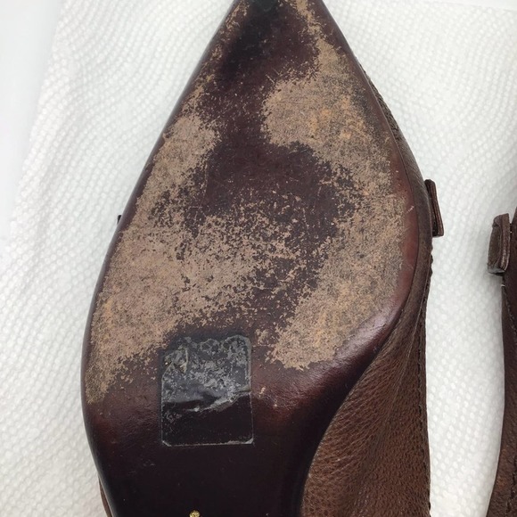 PRADA brown leather low heel strap pumps women’s size 39.5 - Picture 11 of 16